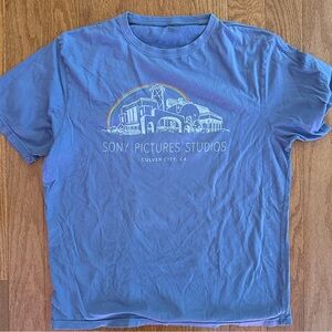 Sony Pictures Tee Shirt Blue Rainbow Cotton L/XL Vintage